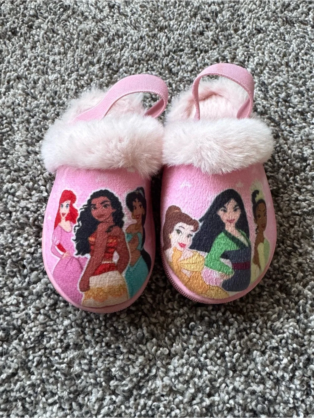 Kids Pink Princess Theme Fuzzy Slippers